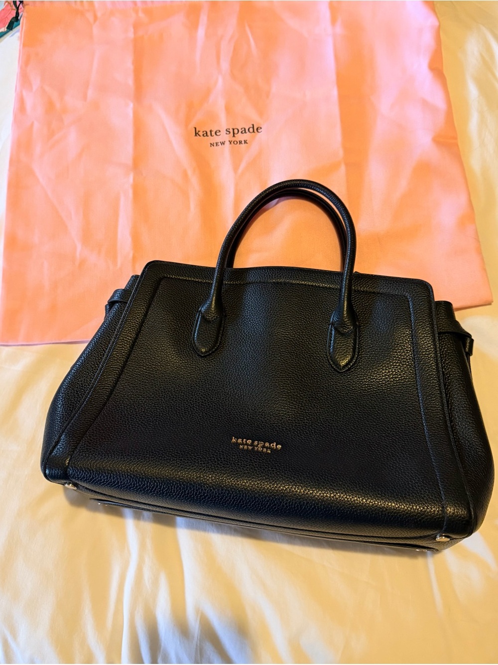 kate spade Black Pebbled Leather Satchel NWOT